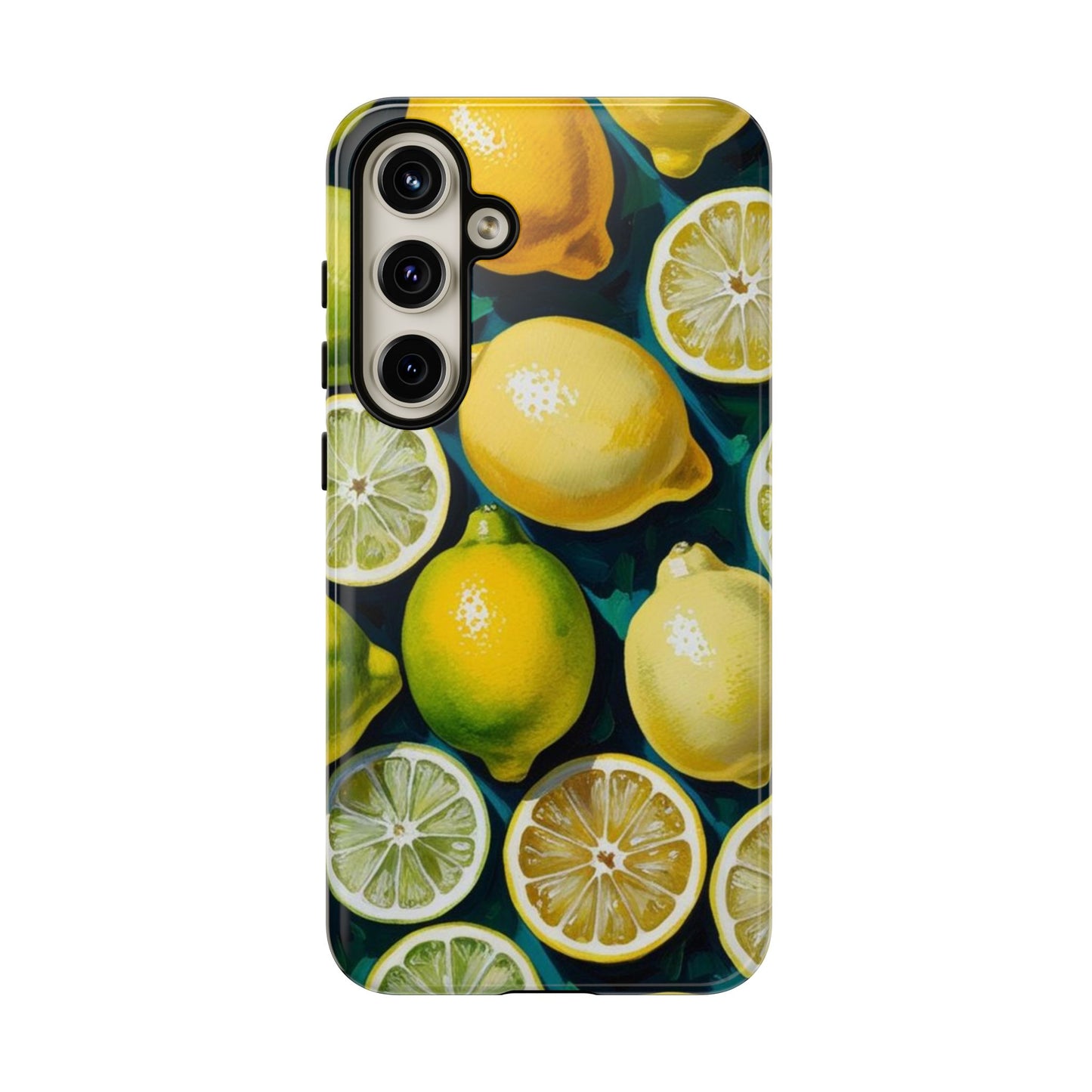 Lemon-Themed Tough Phone Case - Vibrant Citrus Design
