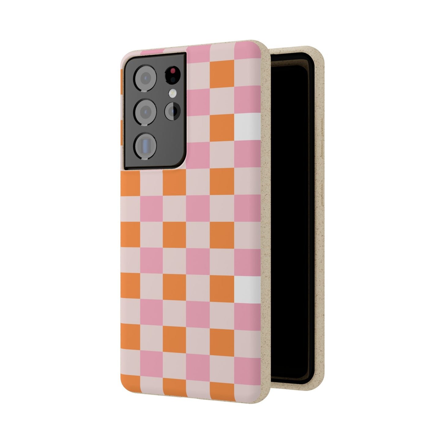 Chic Biodegradable Phone Case - Eco-Friendly Checkered Design, Sustainable Cell Phone Cover, Cute Gift for Environmentalists