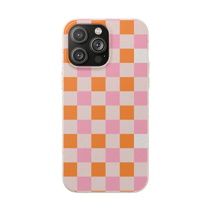 Chic Biodegradable Phone Case - Eco-Friendly Checkered Design, Sustainable Cell Phone Cover, Cute Gift for Environmentalists