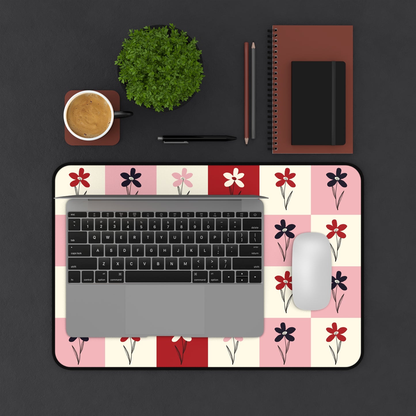Pop Petal Plaid Desk Mat