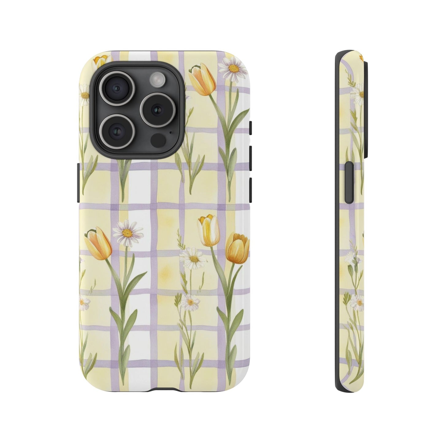 Floral Phone Case with Tulips and Daisies, Spring-Inspired Tech Accessory, Gifts for Her, Customizable Mobile Cover, Phone Protection