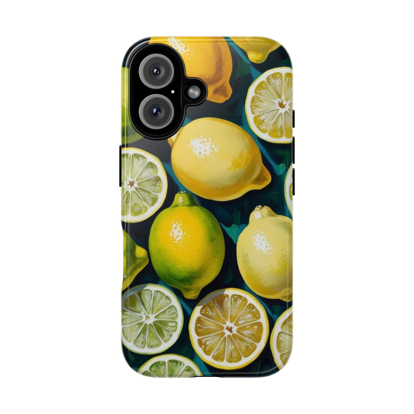 Lemon-Themed Tough Phone Case - Vibrant Citrus Design