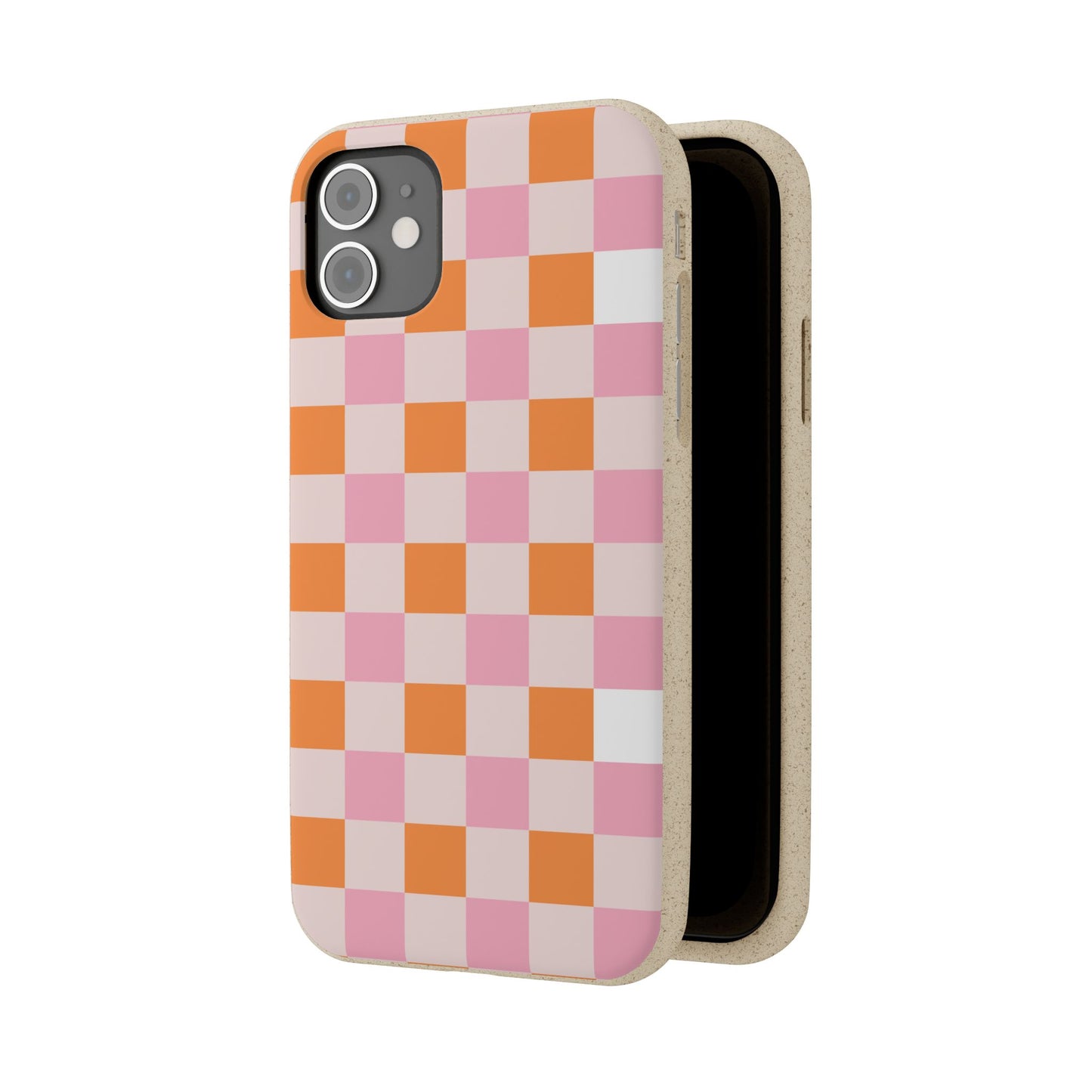 Chic Biodegradable Phone Case - Eco-Friendly Checkered Design, Sustainable Cell Phone Cover, Cute Gift for Environmentalists