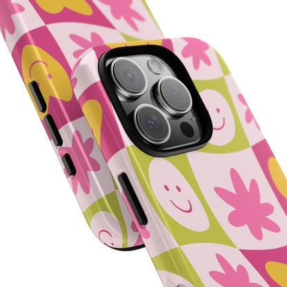 Colorful Floral iPhone Case with Smiley Faces