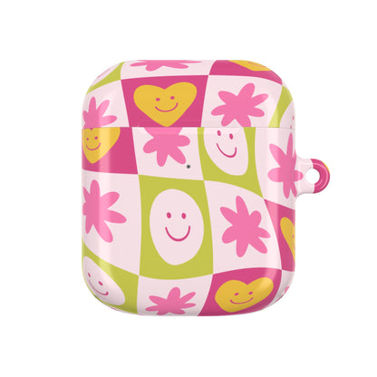 Colorful Floral AirPod Case with Smiling Faces