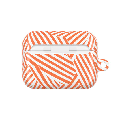 Stylish Orange Striped AirPod Case - Trendy Wireless Earbud Cover