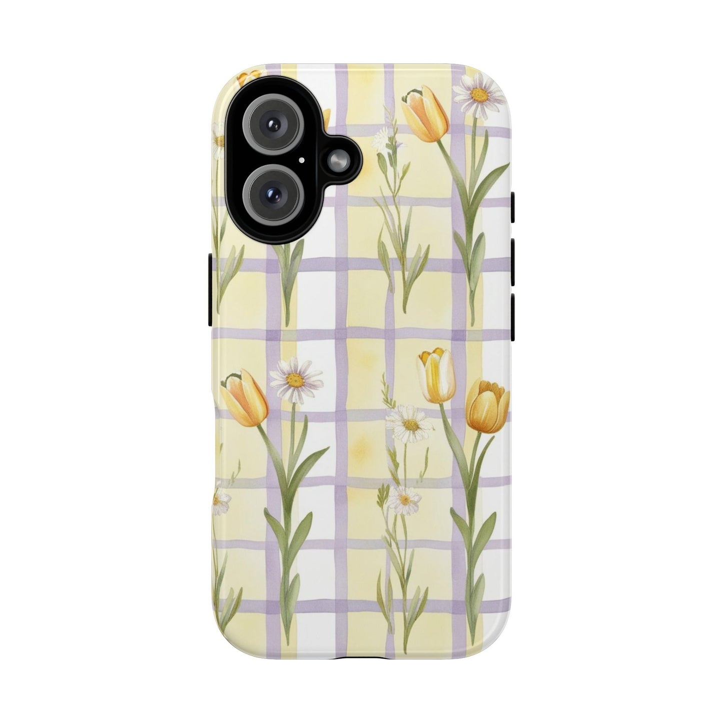Floral Phone Case with Tulips and Daisies, Spring-Inspired Tech Accessory, Gifts for Her, Customizable Mobile Cover, Phone Protection