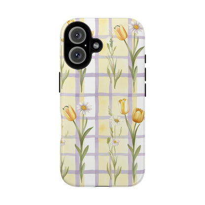 Floral Phone Case with Tulips and Daisies, Spring-Inspired Tech Accessory, Gifts for Her, Customizable Mobile Cover, Phone Protection