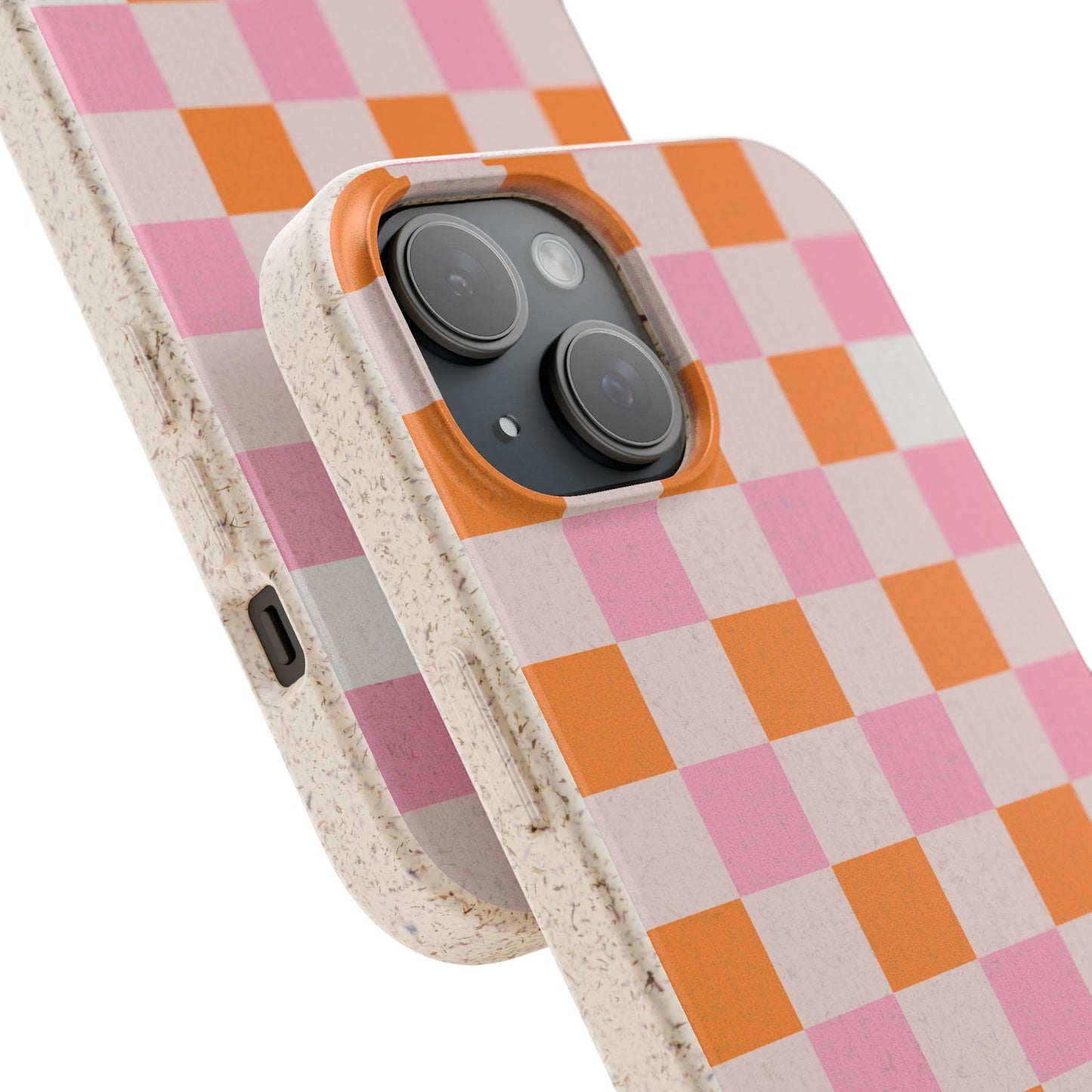 Chic Biodegradable Phone Case - Eco-Friendly Checkered Design, Sustainable Cell Phone Cover, Cute Gift for Environmentalists