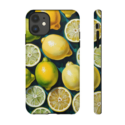 Lemon-Themed Tough Phone Case - Vibrant Citrus Design