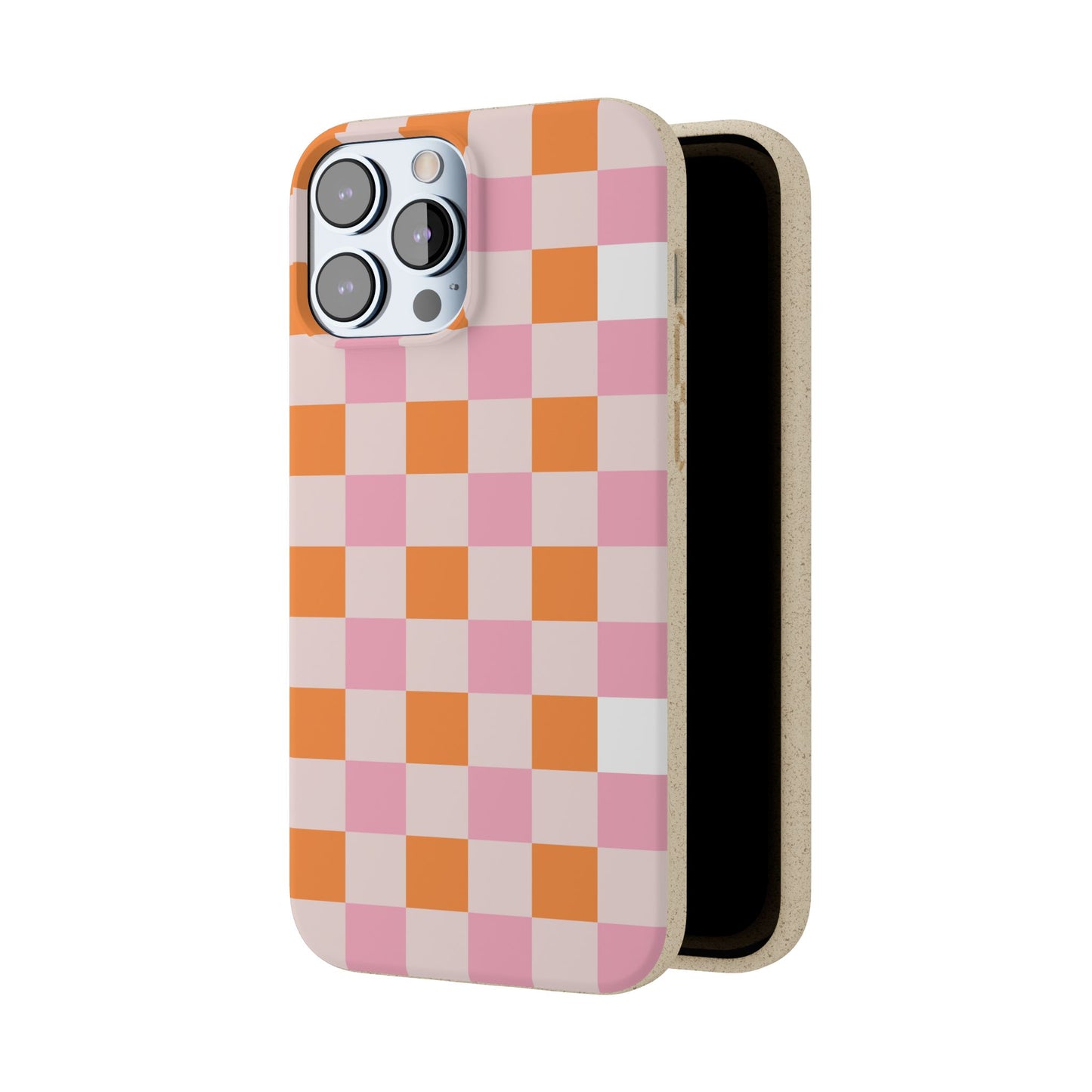 Chic Biodegradable Phone Case - Eco-Friendly Checkered Design, Sustainable Cell Phone Cover, Cute Gift for Environmentalists