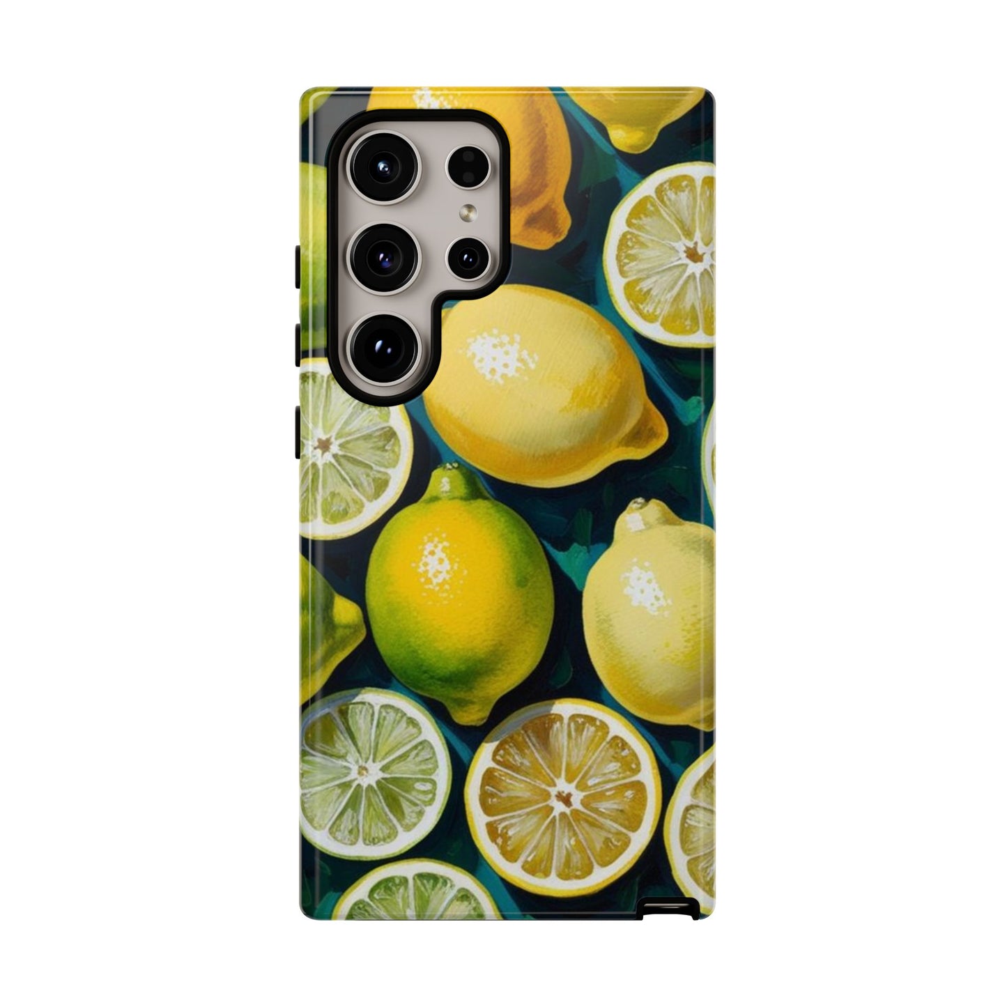 Lemon-Themed Tough Phone Case - Vibrant Citrus Design
