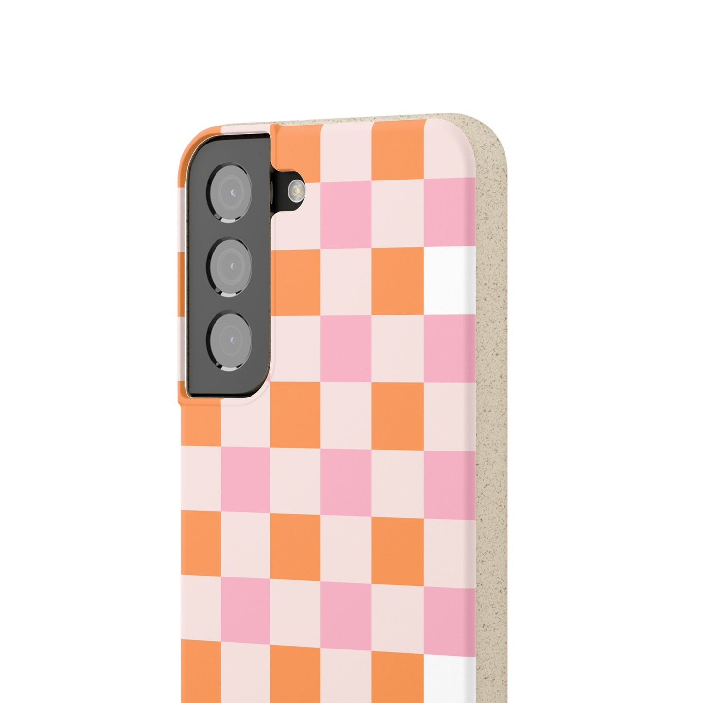 Chic Biodegradable Phone Case - Eco-Friendly Checkered Design, Sustainable Cell Phone Cover, Cute Gift for Environmentalists