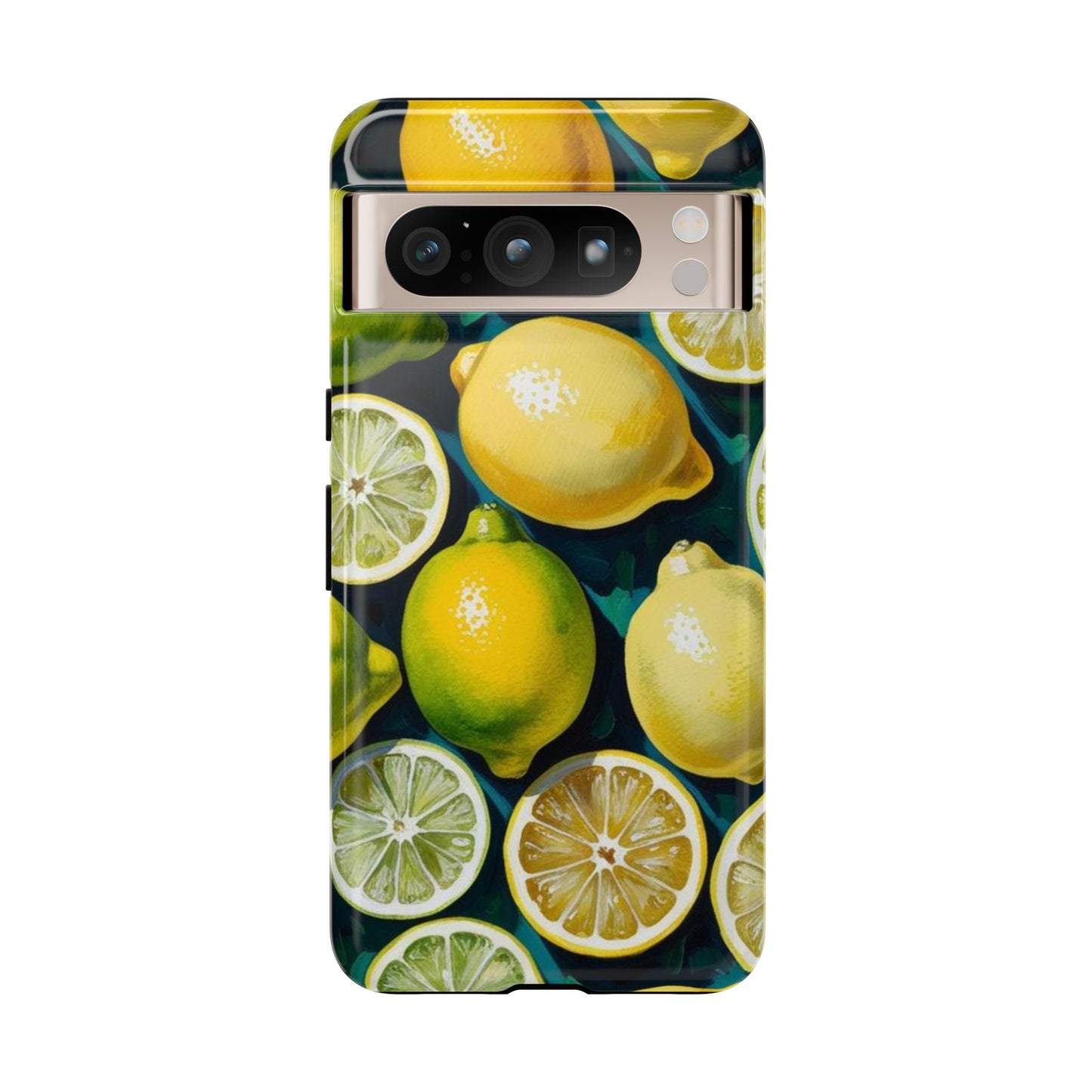 Lemon-Themed Tough Phone Case - Vibrant Citrus Design