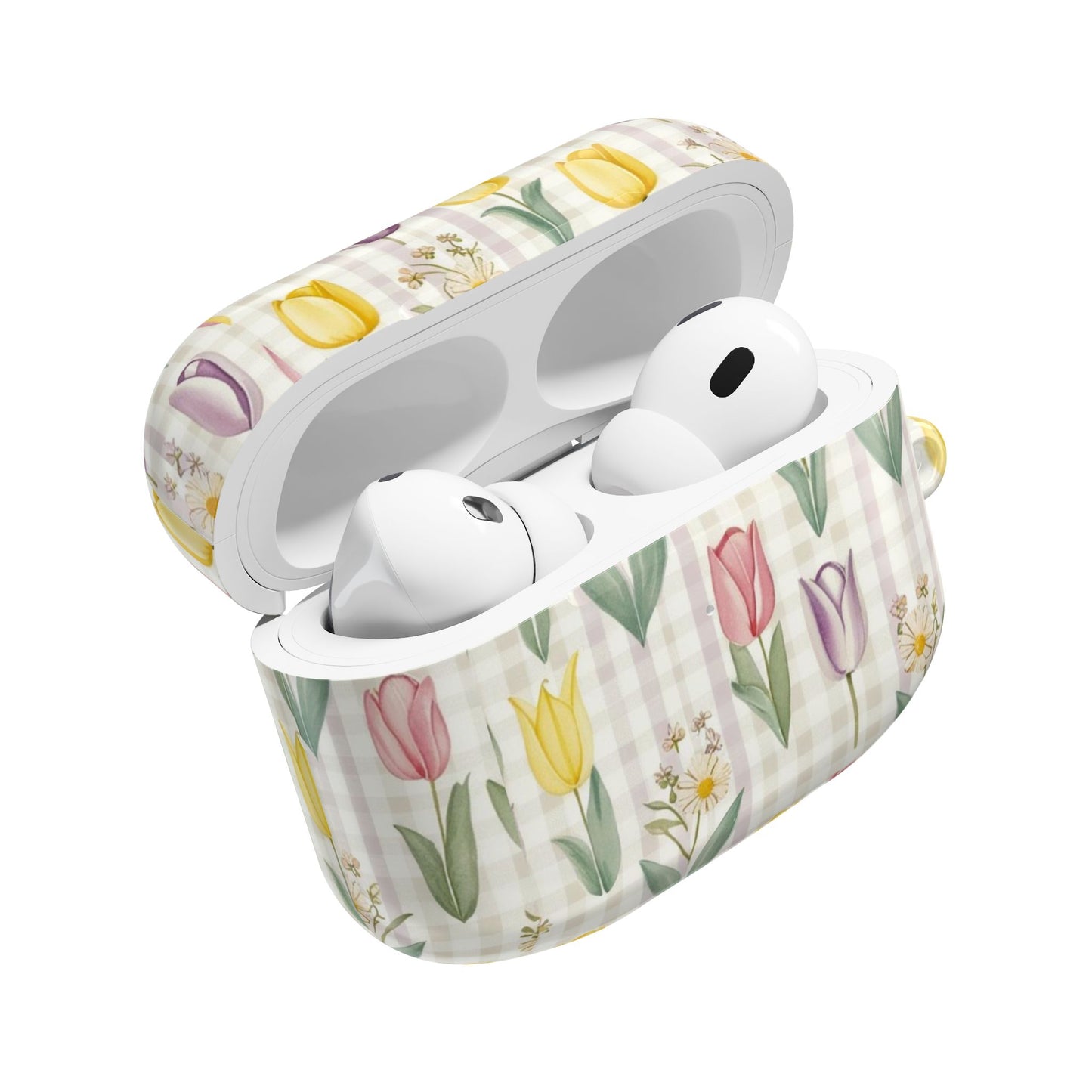 Spring Floral AirPod Cases with Tulip Design, Cute Gift for Music Lovers, Trendy Tech Accessories, Birthday, Mother's Day, Everyday Use