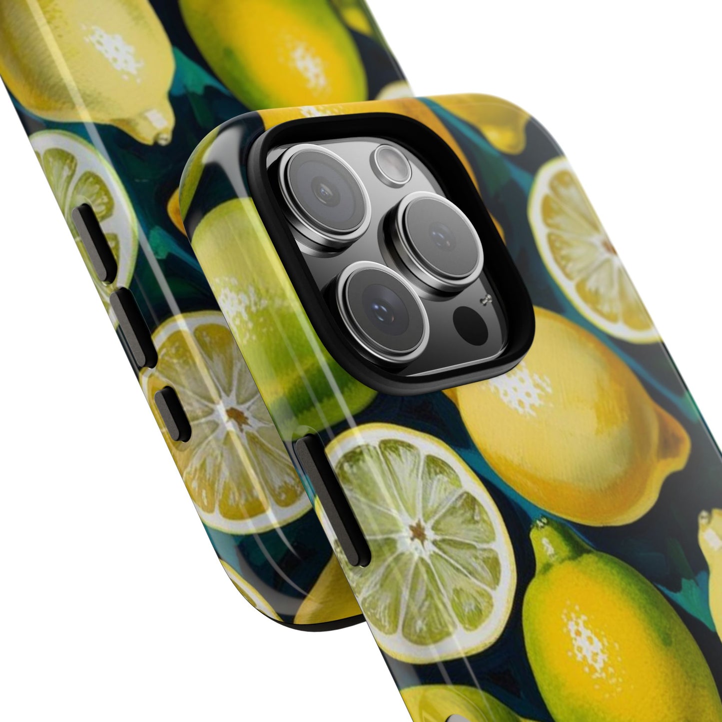 Lemon-Themed Tough Phone Case - Vibrant Citrus Design