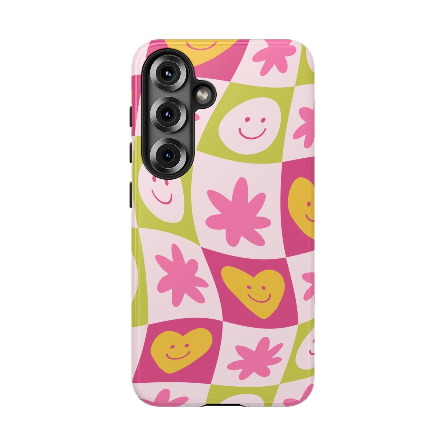 Colorful Floral iPhone Case with Smiley Faces