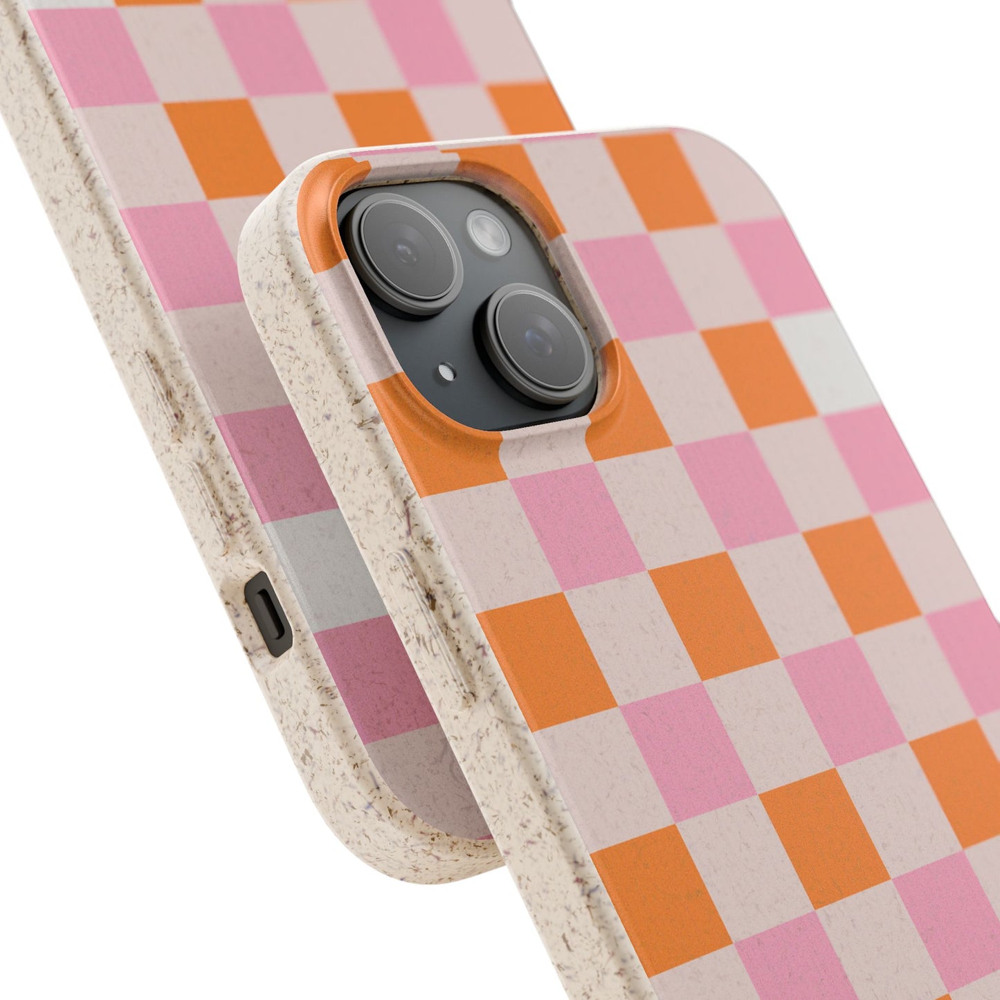 Chic Biodegradable Phone Case - Eco-Friendly Checkered Design, Sustainable Cell Phone Cover, Cute Gift for Environmentalists