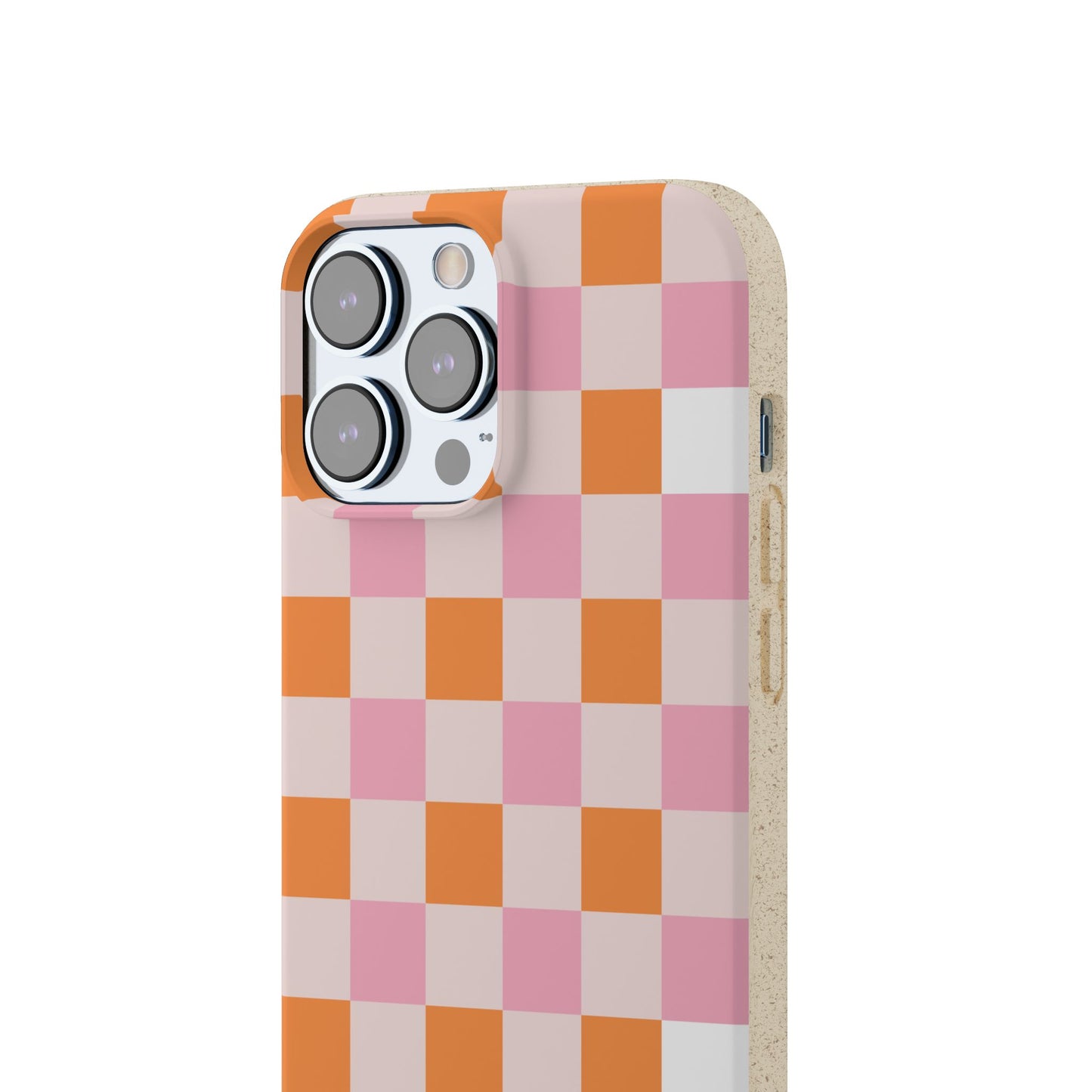 Chic Biodegradable Phone Case - Eco-Friendly Checkered Design, Sustainable Cell Phone Cover, Cute Gift for Environmentalists