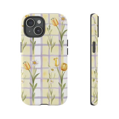 Floral Phone Case with Tulips and Daisies, Spring-Inspired Tech Accessory, Gifts for Her, Customizable Mobile Cover, Phone Protection
