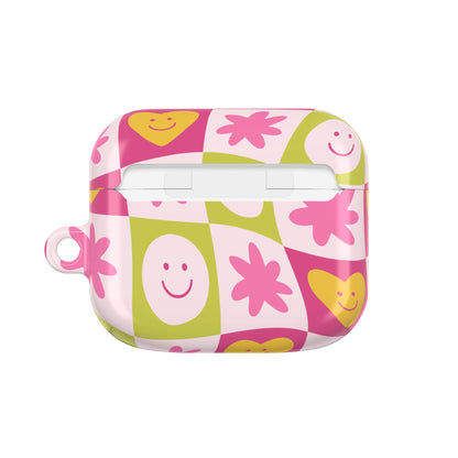 Colorful Floral AirPod Case with Smiling Faces