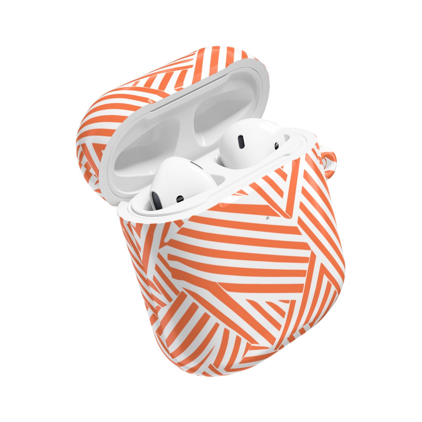 Stylish Orange Striped AirPod Case - Trendy Wireless Earbud Cover