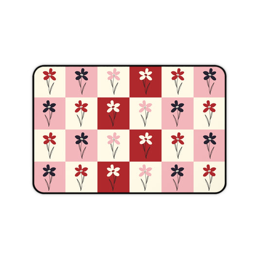 Pop Petal Plaid Desk Mat