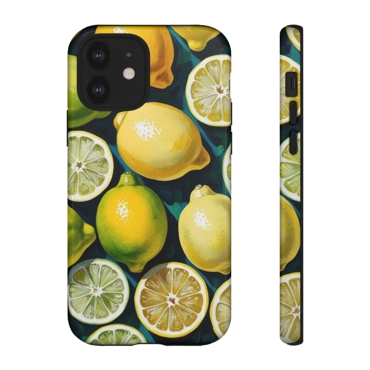 Lemon-Themed Tough Phone Case - Vibrant Citrus Design