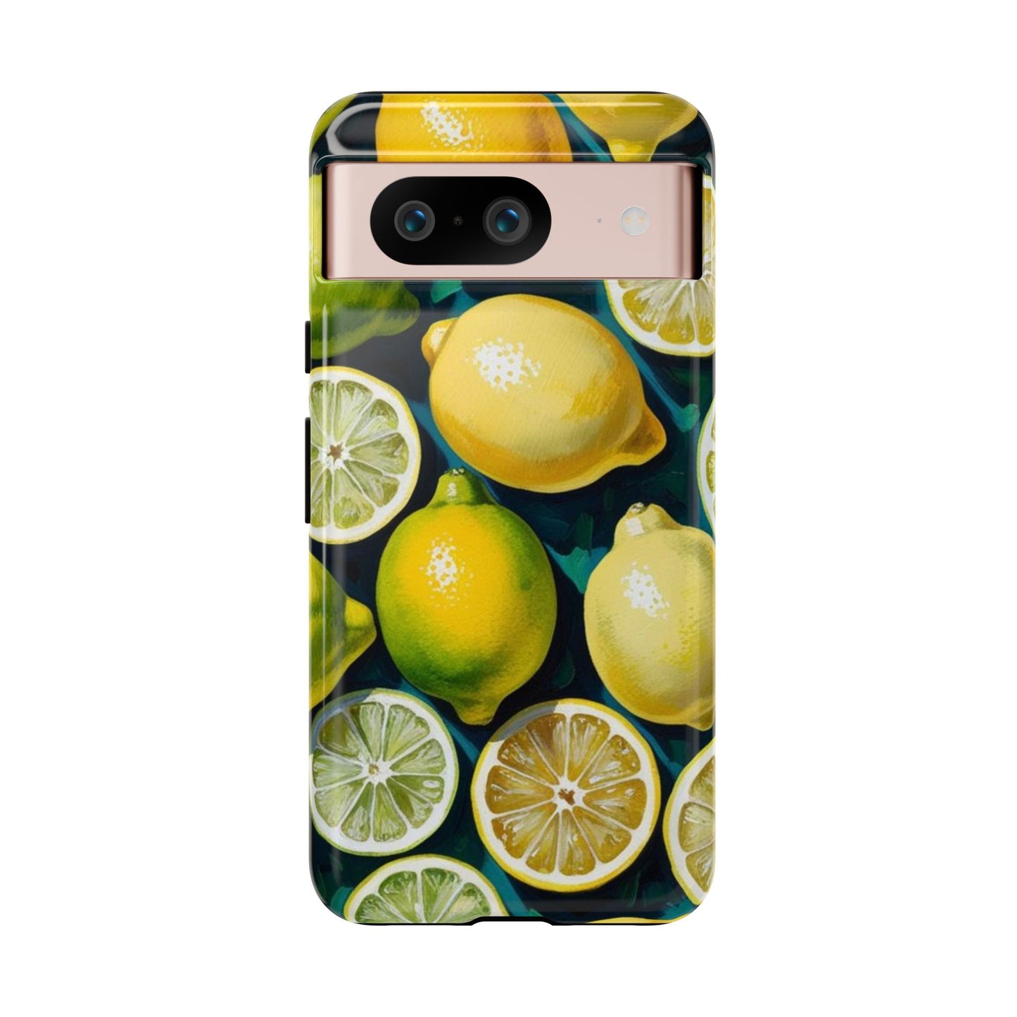 Lemon-Themed Tough Phone Case - Vibrant Citrus Design