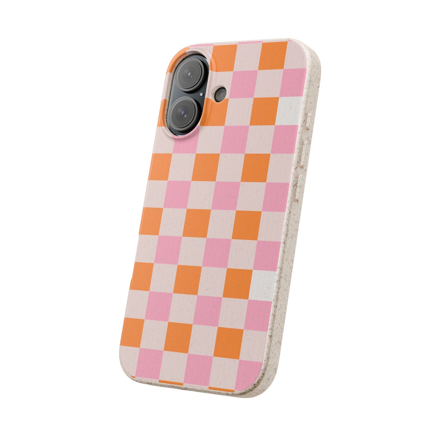 Chic Biodegradable Phone Case - Eco-Friendly Checkered Design, Sustainable Cell Phone Cover, Cute Gift for Environmentalists
