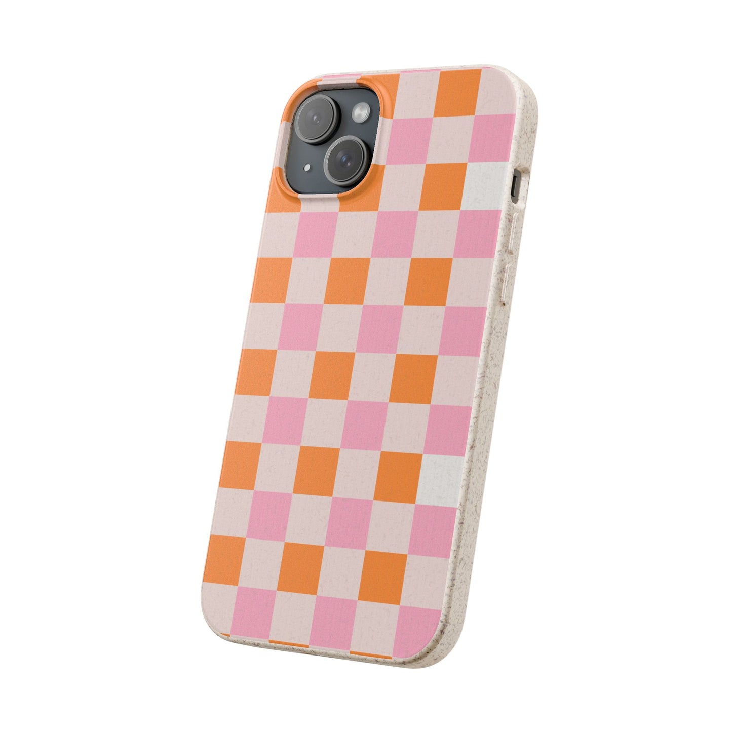 Chic Biodegradable Phone Case - Eco-Friendly Checkered Design, Sustainable Cell Phone Cover, Cute Gift for Environmentalists