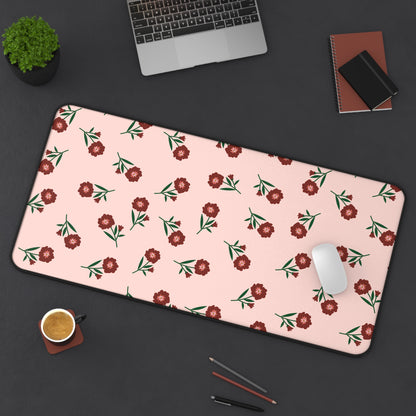 Crimson Bloom Desk Mat