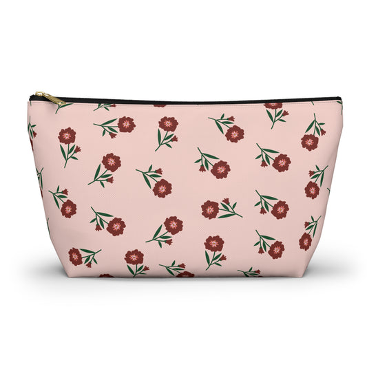 Crimson Bloom Accessory Pouch | Makeup Bag | Travel Organizer