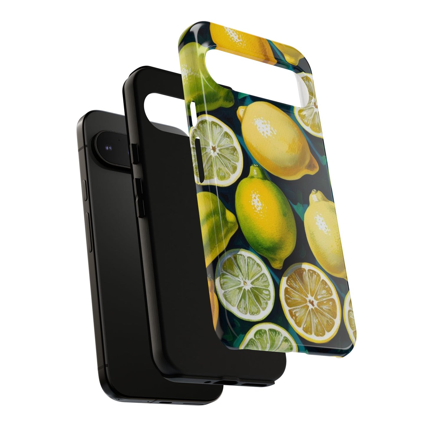 Lemon-Themed Tough Phone Case - Vibrant Citrus Design