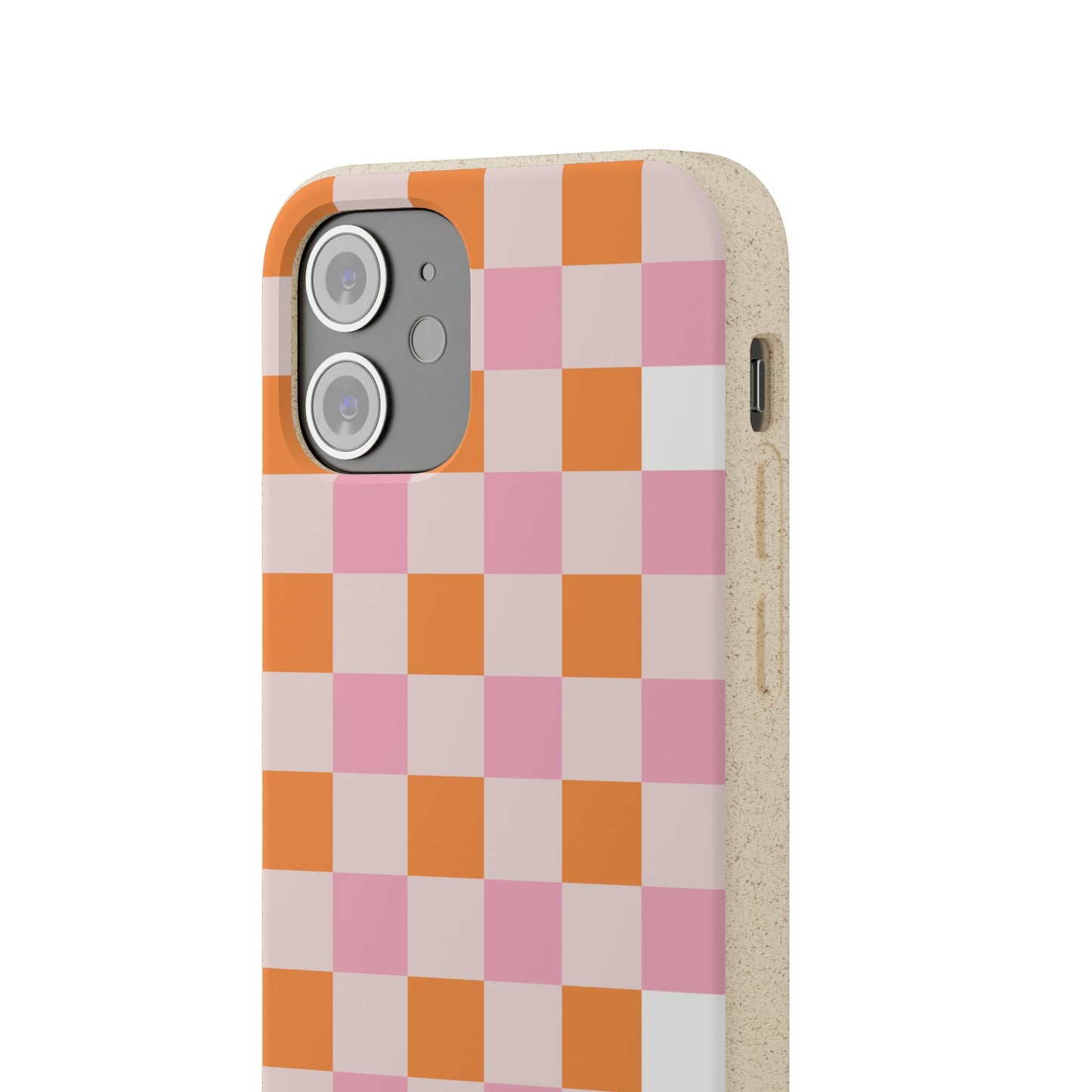 Chic Biodegradable Phone Case - Eco-Friendly Checkered Design, Sustainable Cell Phone Cover, Cute Gift for Environmentalists