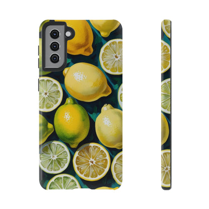 Lemon-Themed Tough Phone Case - Vibrant Citrus Design