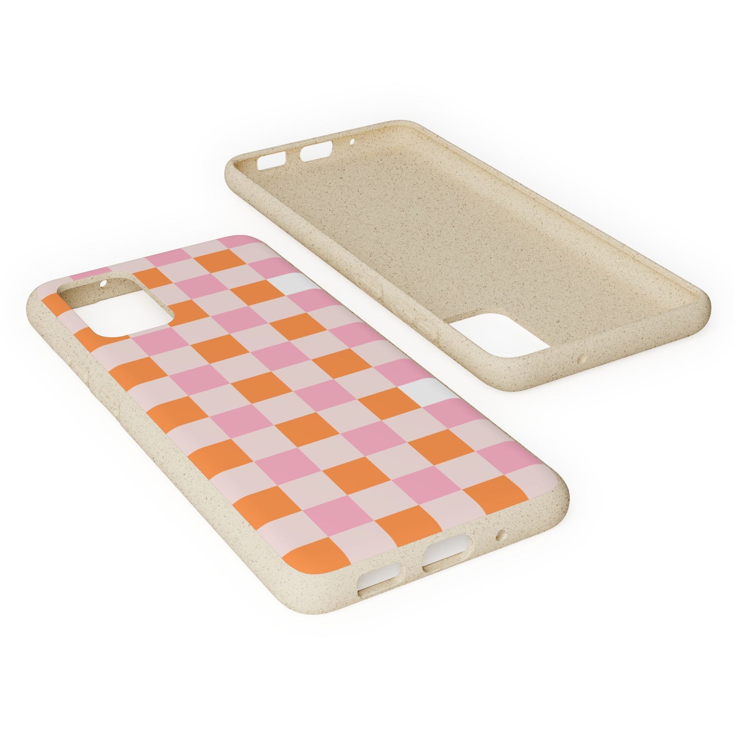 Chic Biodegradable Phone Case - Eco-Friendly Checkered Design, Sustainable Cell Phone Cover, Cute Gift for Environmentalists