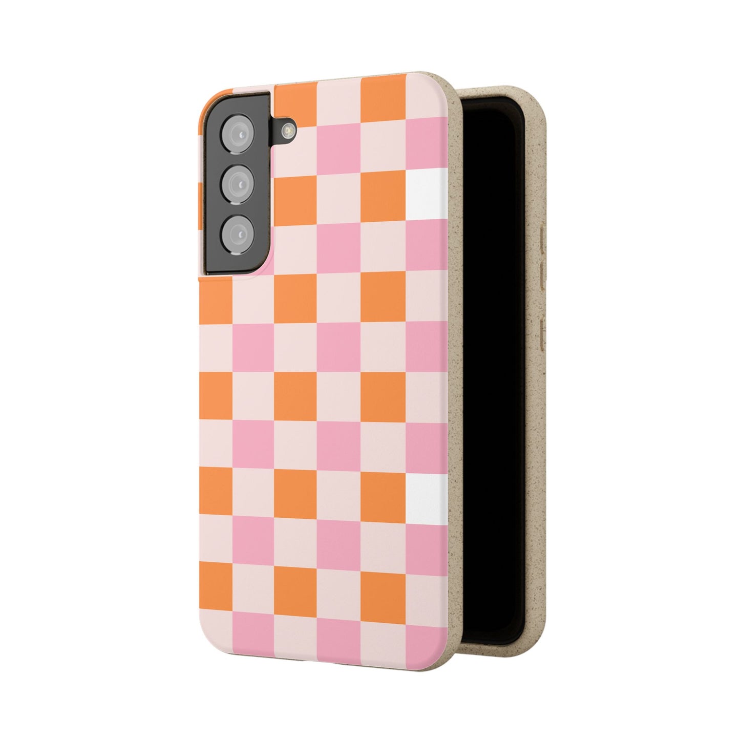Chic Biodegradable Phone Case - Eco-Friendly Checkered Design, Sustainable Cell Phone Cover, Cute Gift for Environmentalists
