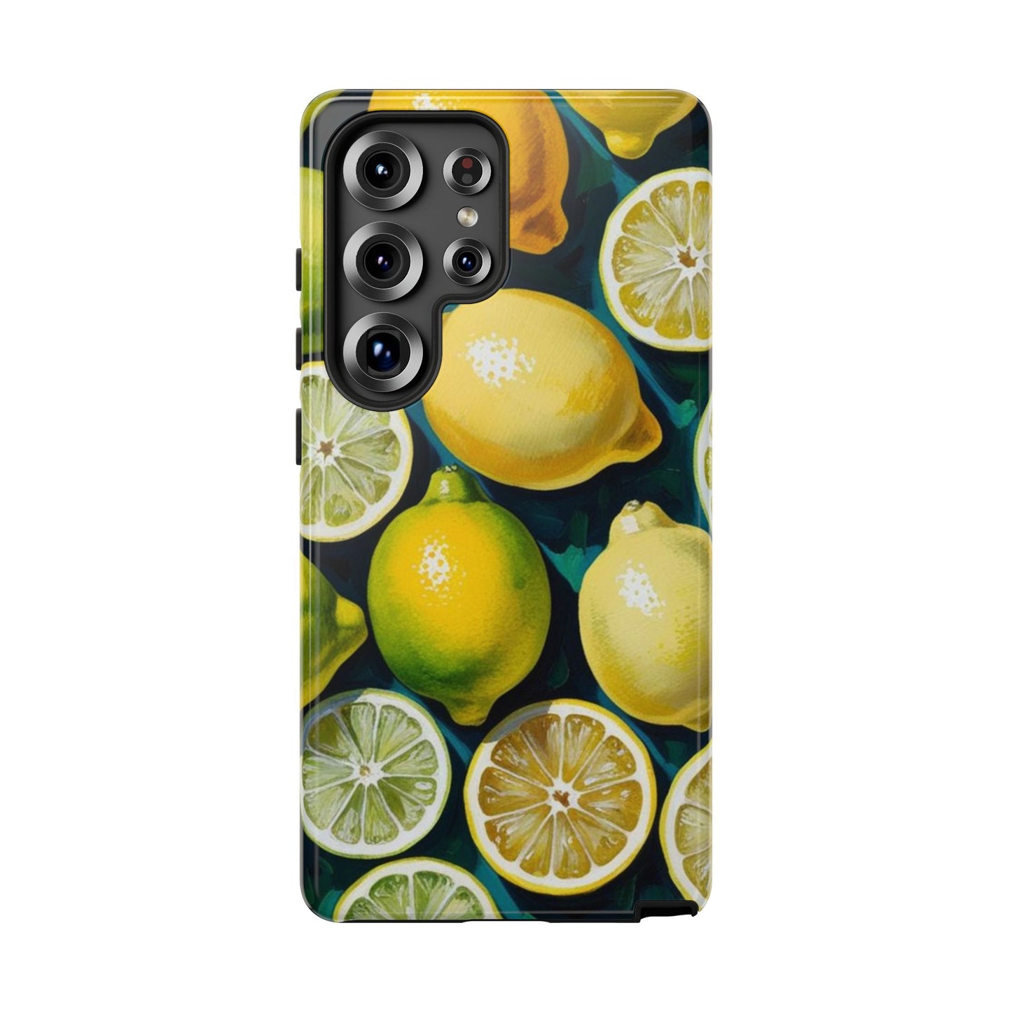 Lemon-Themed Tough Phone Case - Vibrant Citrus Design