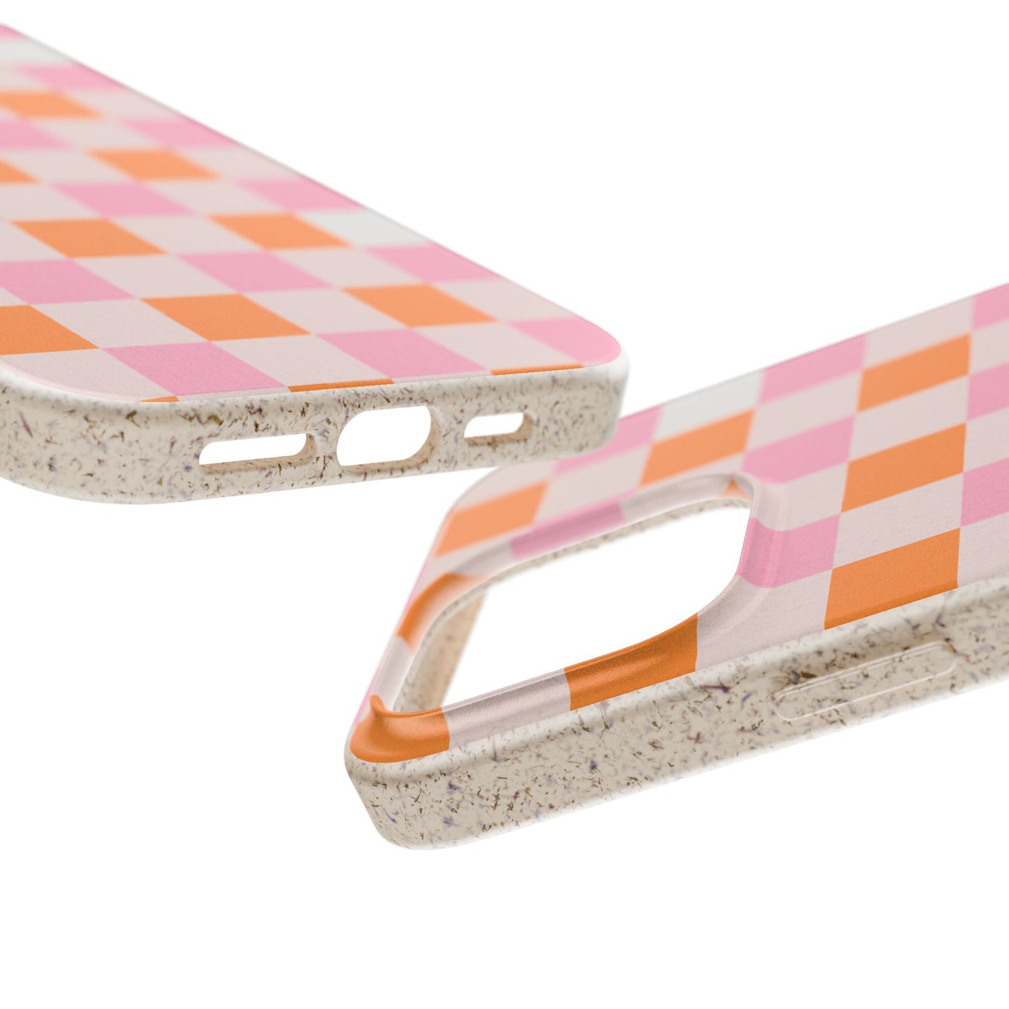 Chic Biodegradable Phone Case - Eco-Friendly Checkered Design, Sustainable Cell Phone Cover, Cute Gift for Environmentalists