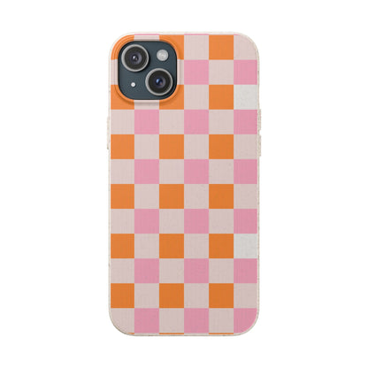 Chic Biodegradable Phone Case - Eco-Friendly Checkered Design, Sustainable Cell Phone Cover, Cute Gift for Environmentalists