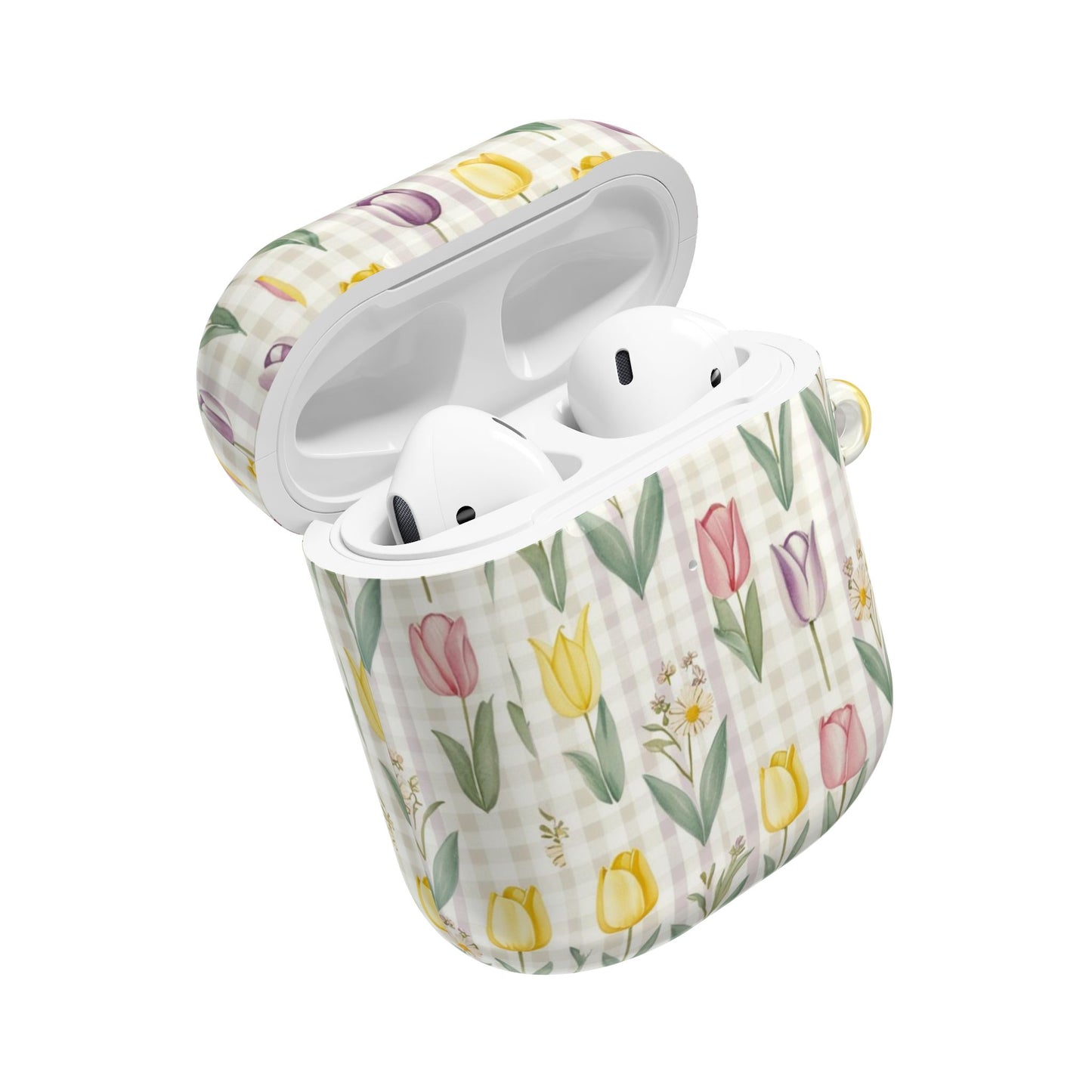 Spring Floral AirPod Cases with Tulip Design, Cute Gift for Music Lovers, Trendy Tech Accessories, Birthday, Mother's Day, Everyday Use