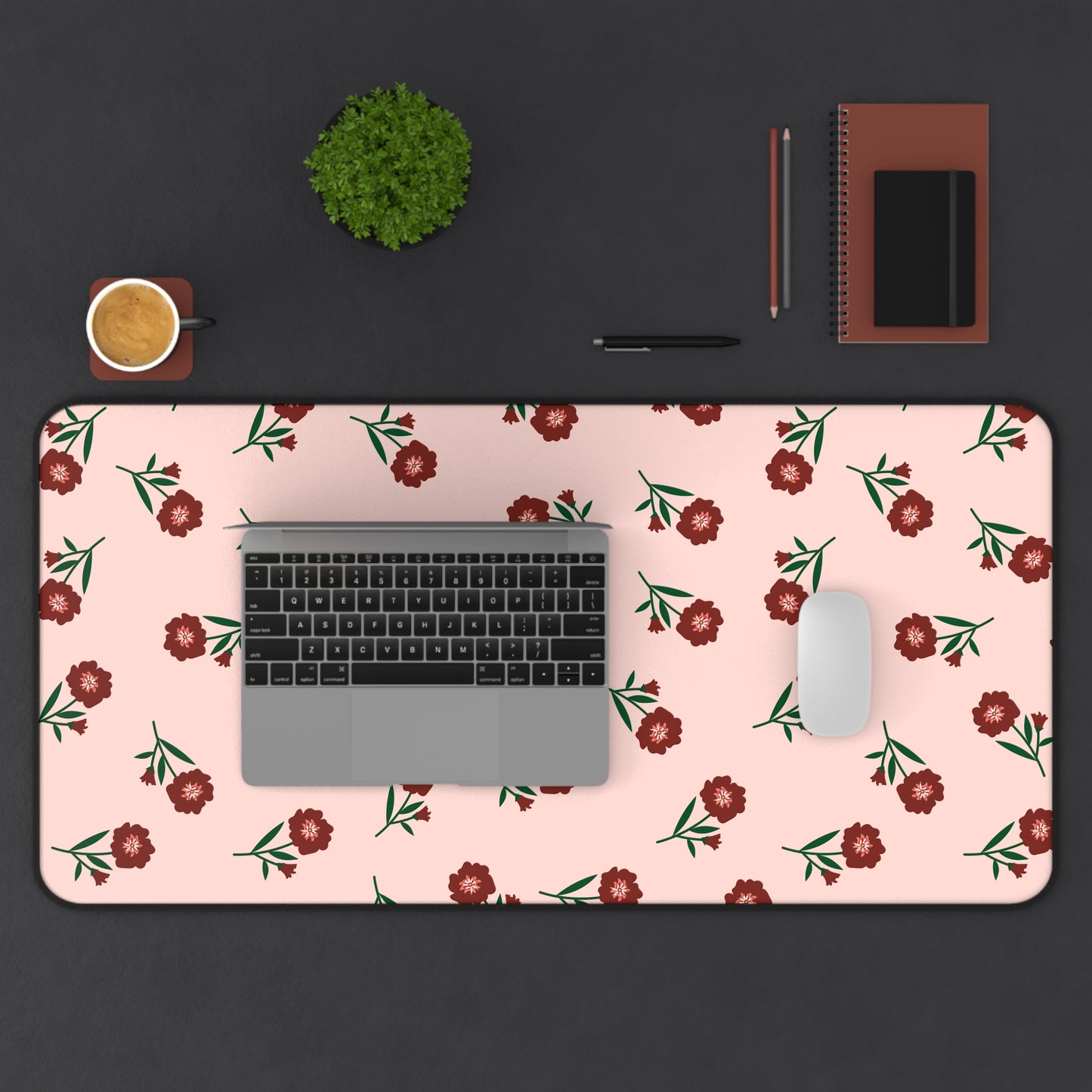 Crimson Bloom Desk Mat