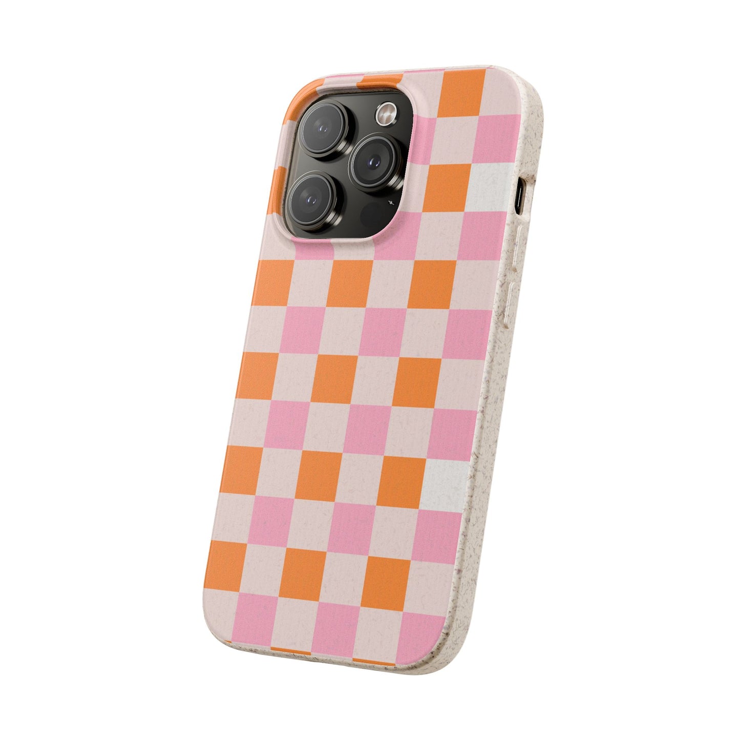 Chic Biodegradable Phone Case - Eco-Friendly Checkered Design, Sustainable Cell Phone Cover, Cute Gift for Environmentalists