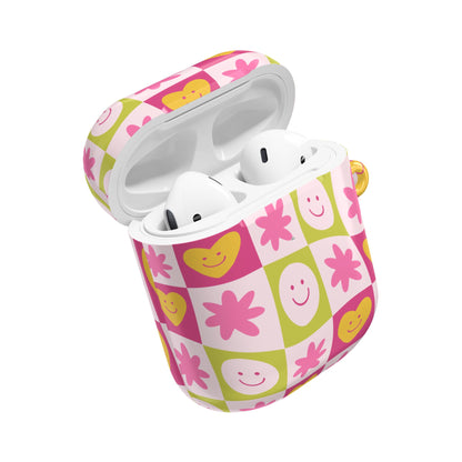 Colorful Floral AirPod Case with Smiling Faces