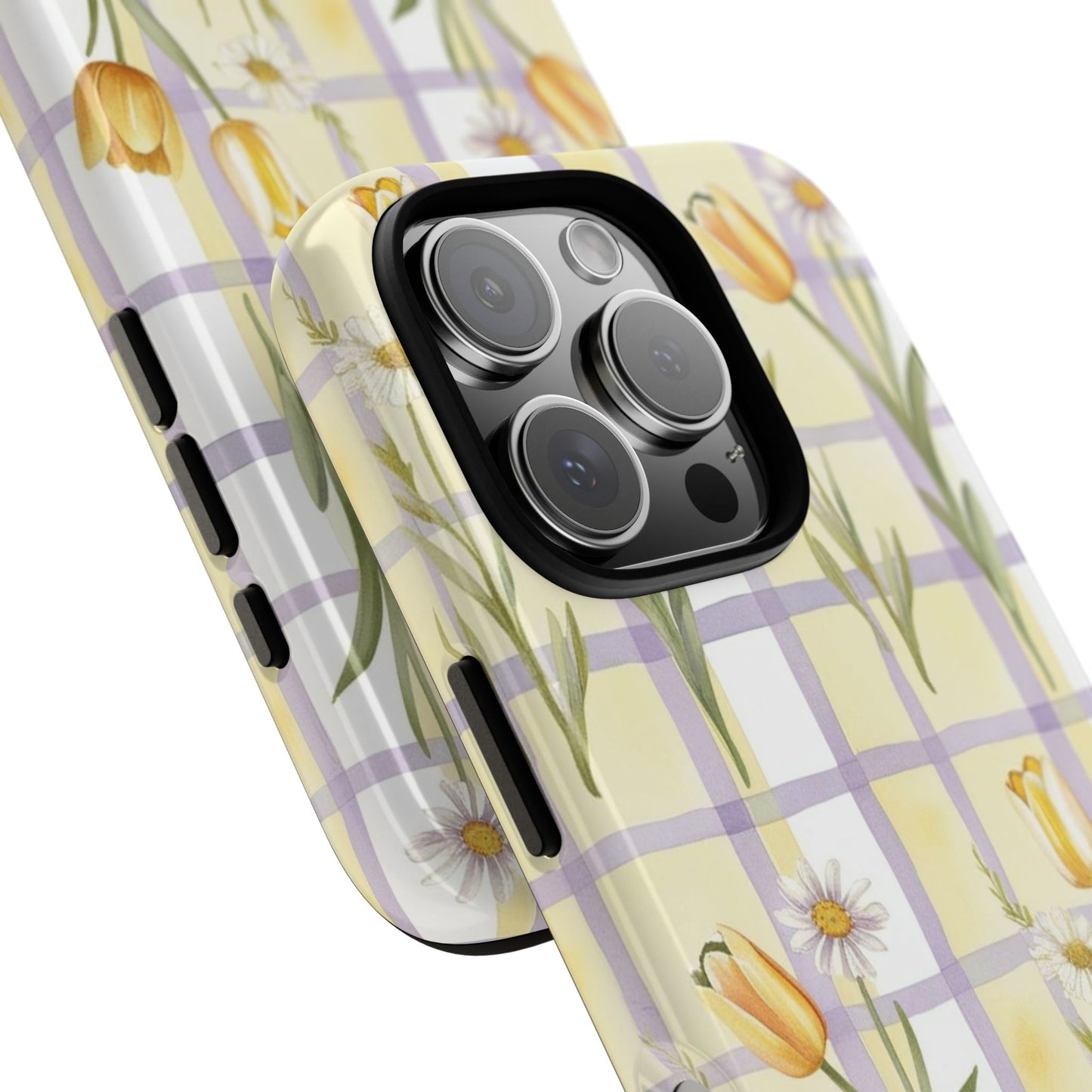 Floral Phone Case with Tulips and Daisies, Spring-Inspired Tech Accessory, Gifts for Her, Customizable Mobile Cover, Phone Protection