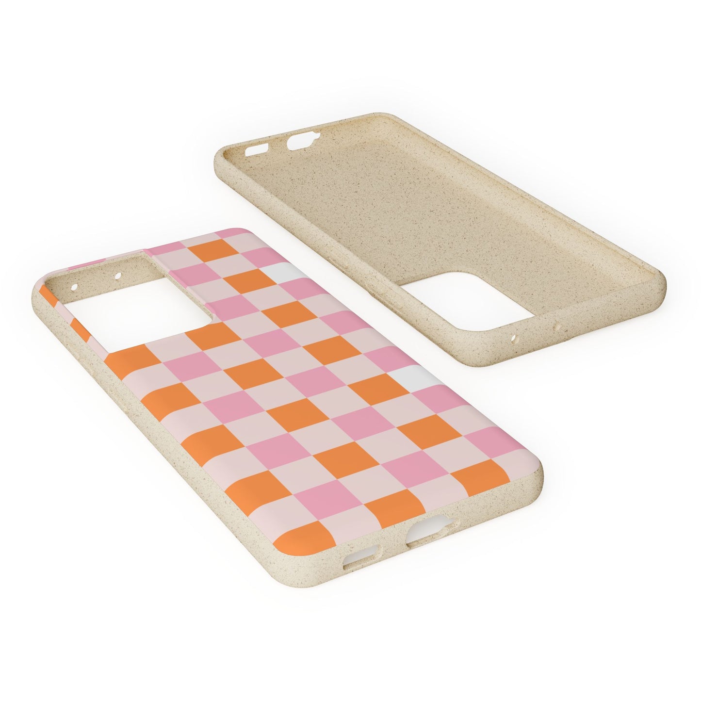 Chic Biodegradable Phone Case - Eco-Friendly Checkered Design, Sustainable Cell Phone Cover, Cute Gift for Environmentalists
