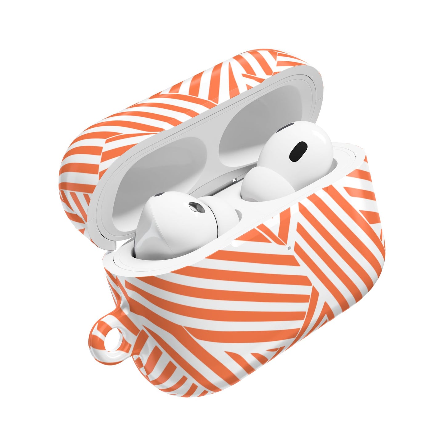 Stylish Orange Striped AirPod Case - Trendy Wireless Earbud Cover
