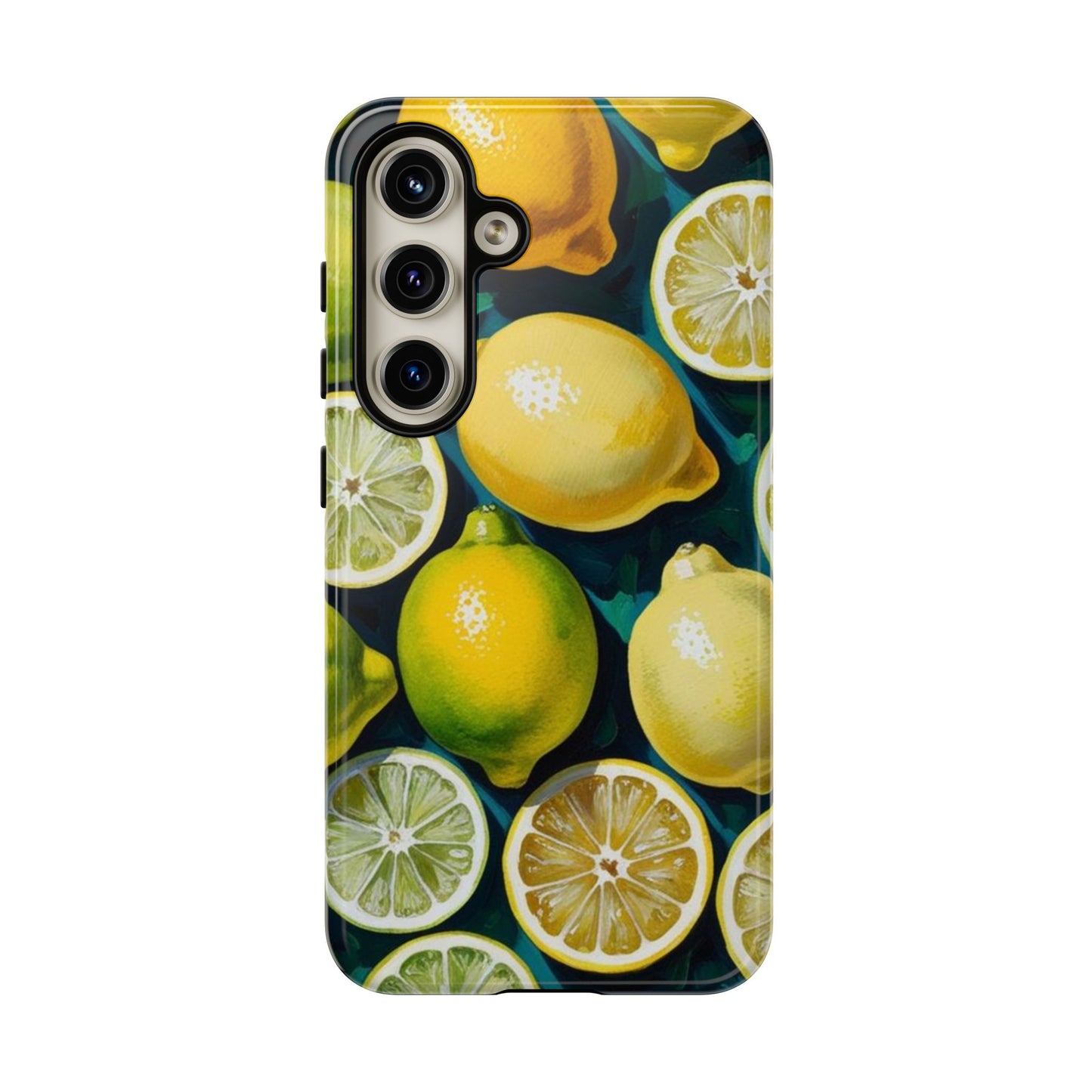 Lemon-Themed Tough Phone Case - Vibrant Citrus Design