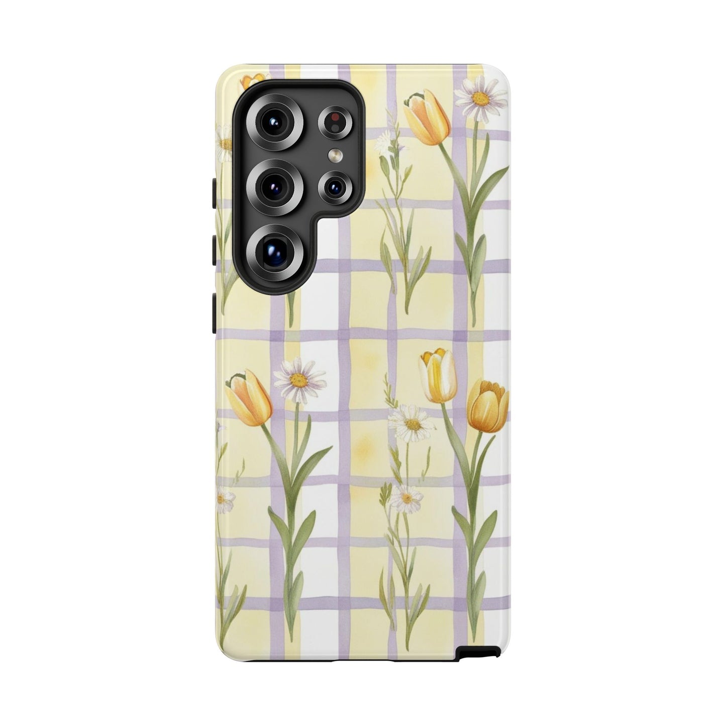 Floral Phone Case with Tulips and Daisies, Spring-Inspired Tech Accessory, Gifts for Her, Customizable Mobile Cover, Phone Protection